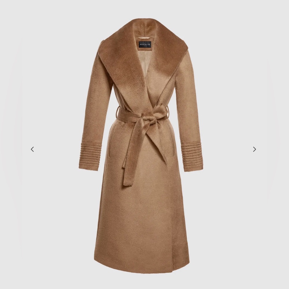 Sentaler Suri Alpaca Long Shawl Collar Wrap Coat size small